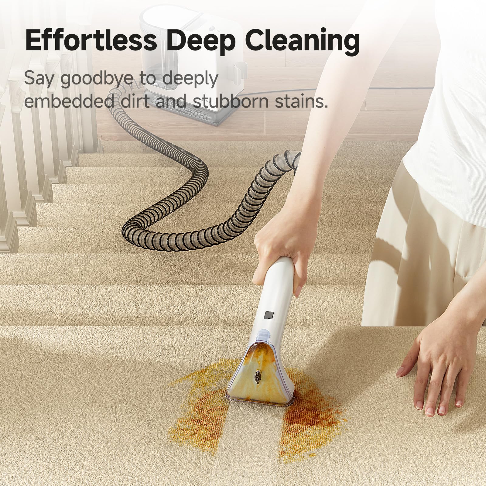 Pet stain removal on car interior using Uwant cleaner
