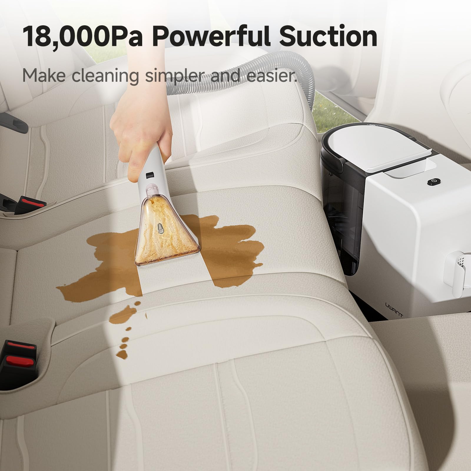 Portable Uwant cleaner with dual 41oz tanks for easy water management