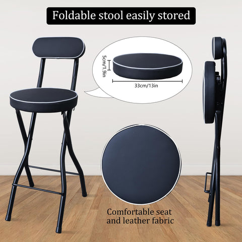 UWEAR tall folding stool with padded seat supports long counter tasks.