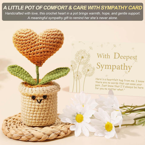 Uwingess crocheted heart plant acts as a comforting keepsake.