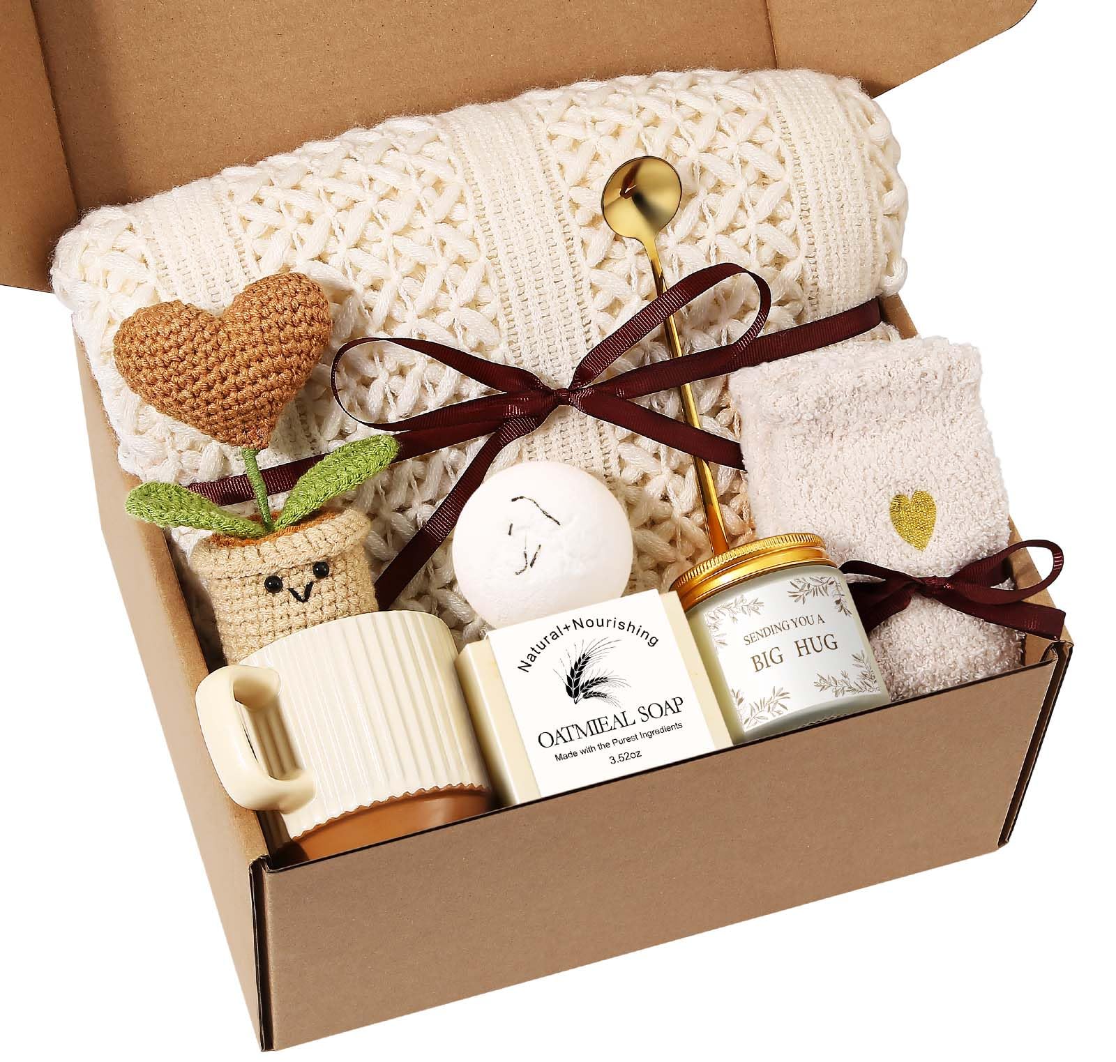 Uwingess ivory knitted blanket provides comforting warmth for recovery moments.