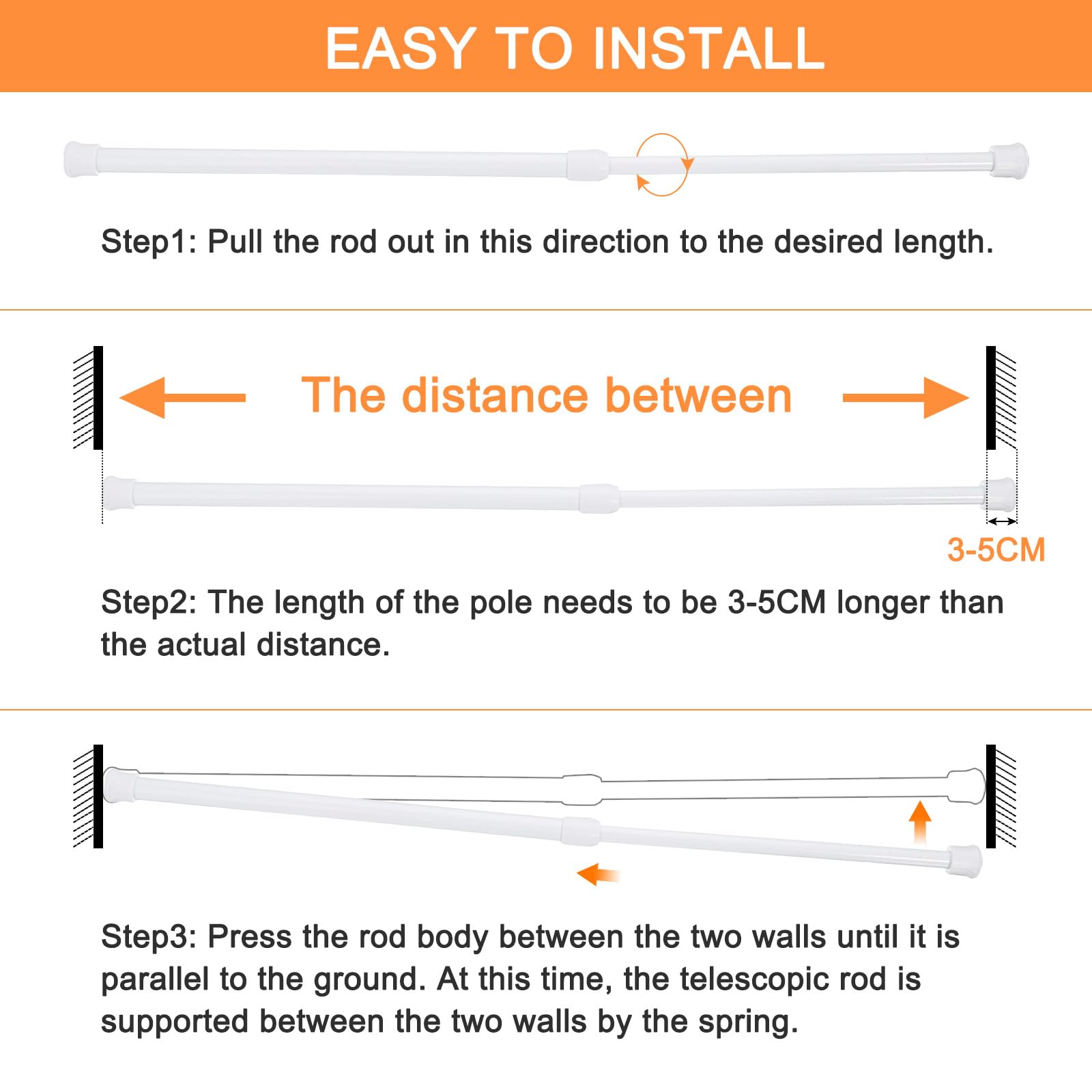 uxcell tension rod inner diameter 13mm for smooth extension.