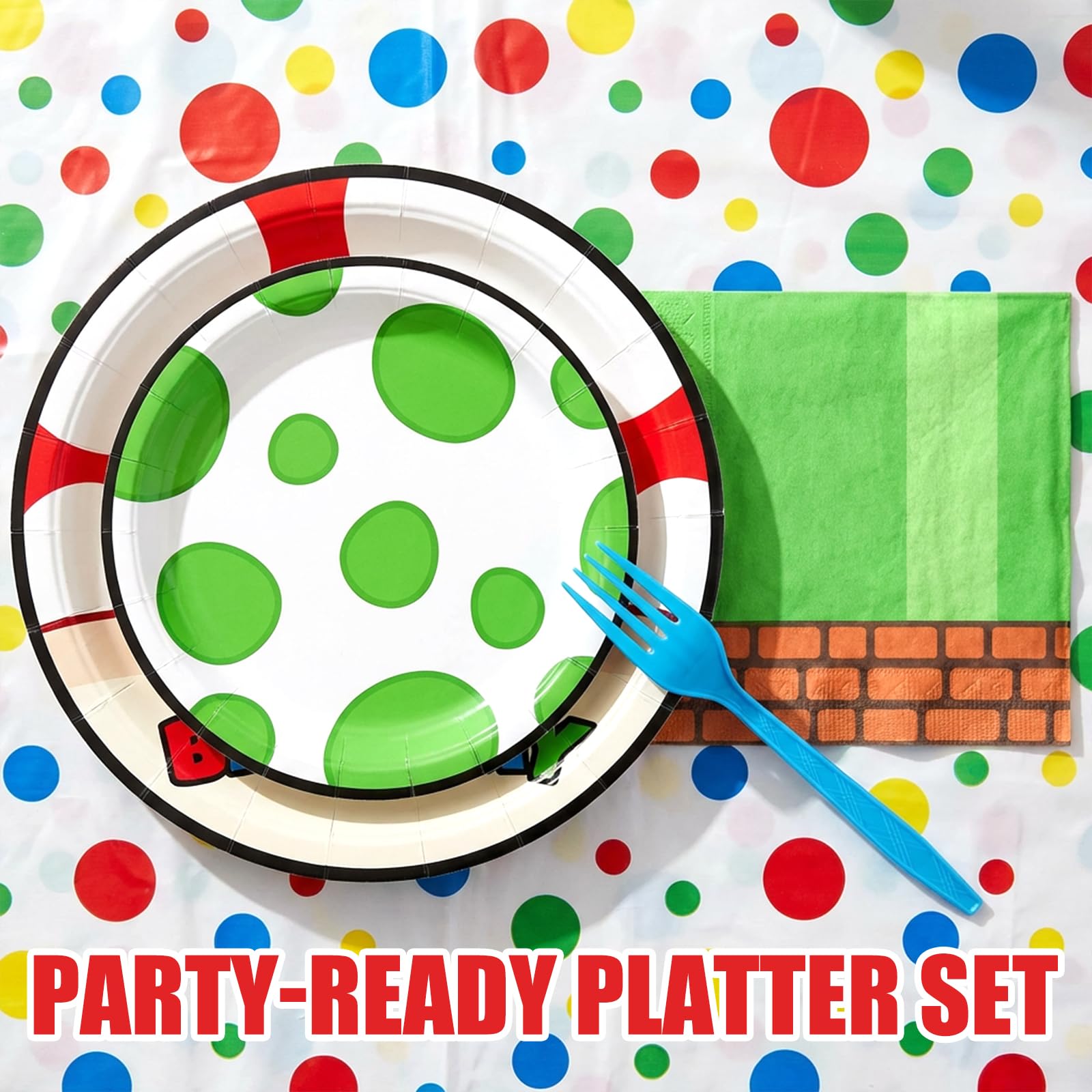 Uywgaun Dots birthday dessert plates 7 inch for sweets and snacks