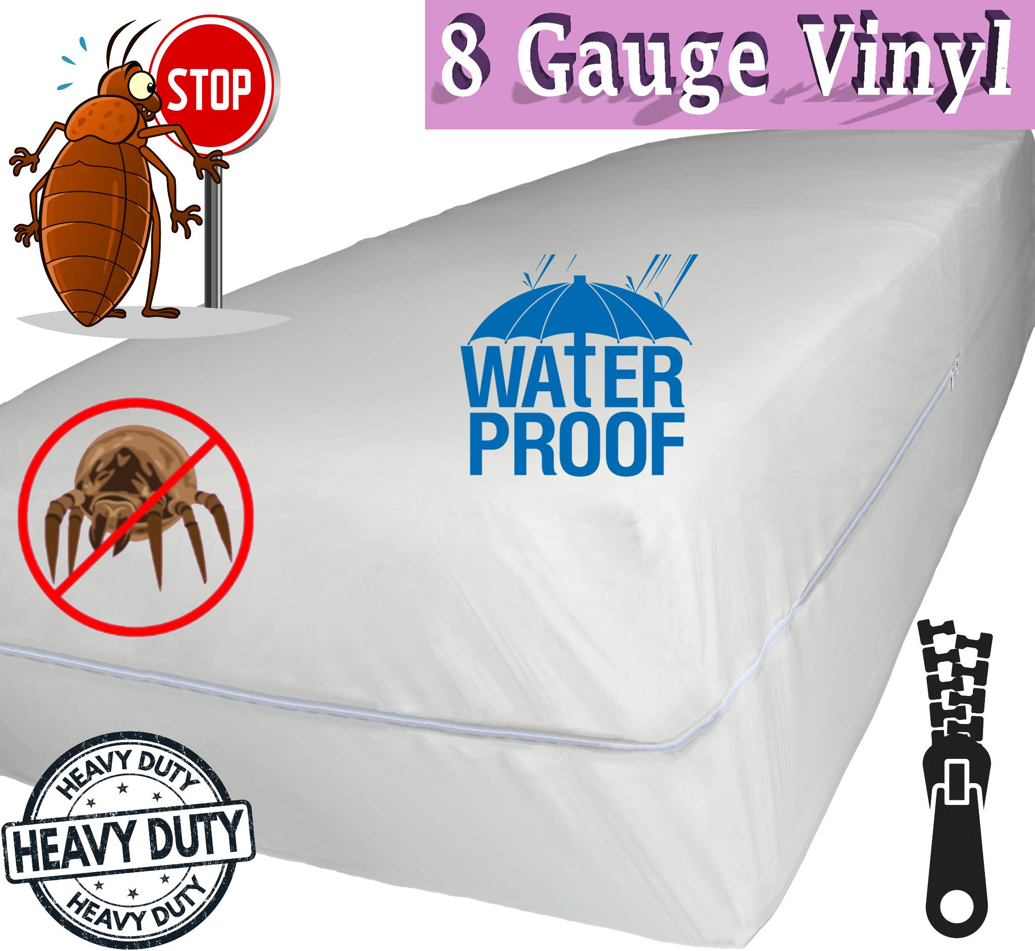 V Superior waterproof mattress protector in full encasement protects against spills.