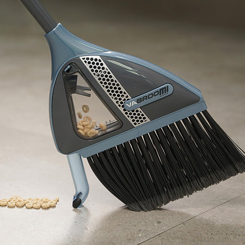 VaBroom hard-floor sweeper head gliding smoothly over wood and tile