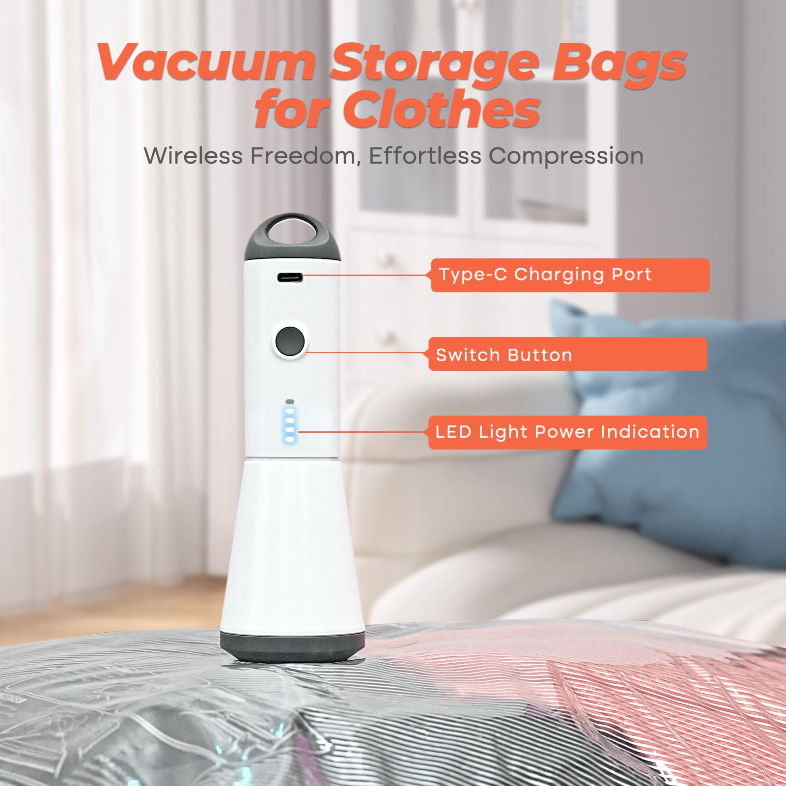 Vacbird 39-inch large vacuum bag suited for quilts and bulky bedding.