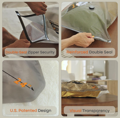 Vacbird compact storage keeps bedding and garments neatly organized.