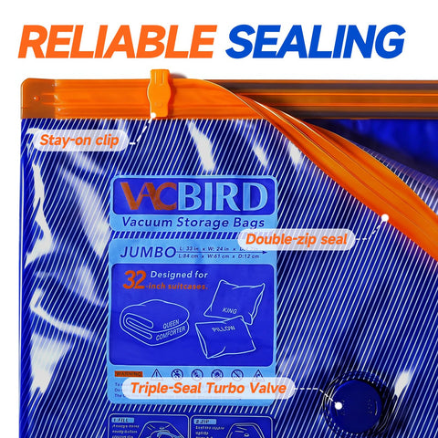 Cube-shaped Vacbird bags maximize vertical space for bulky items.