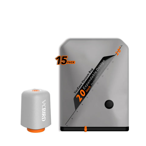 Vacbird rechargeable wireless pump with compact travel bags for cordless packing.