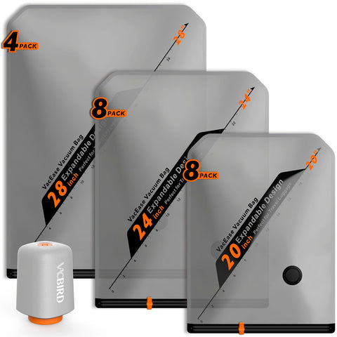 Vacbird rechargeable wireless pump for rapid vacuum sealing on the go.