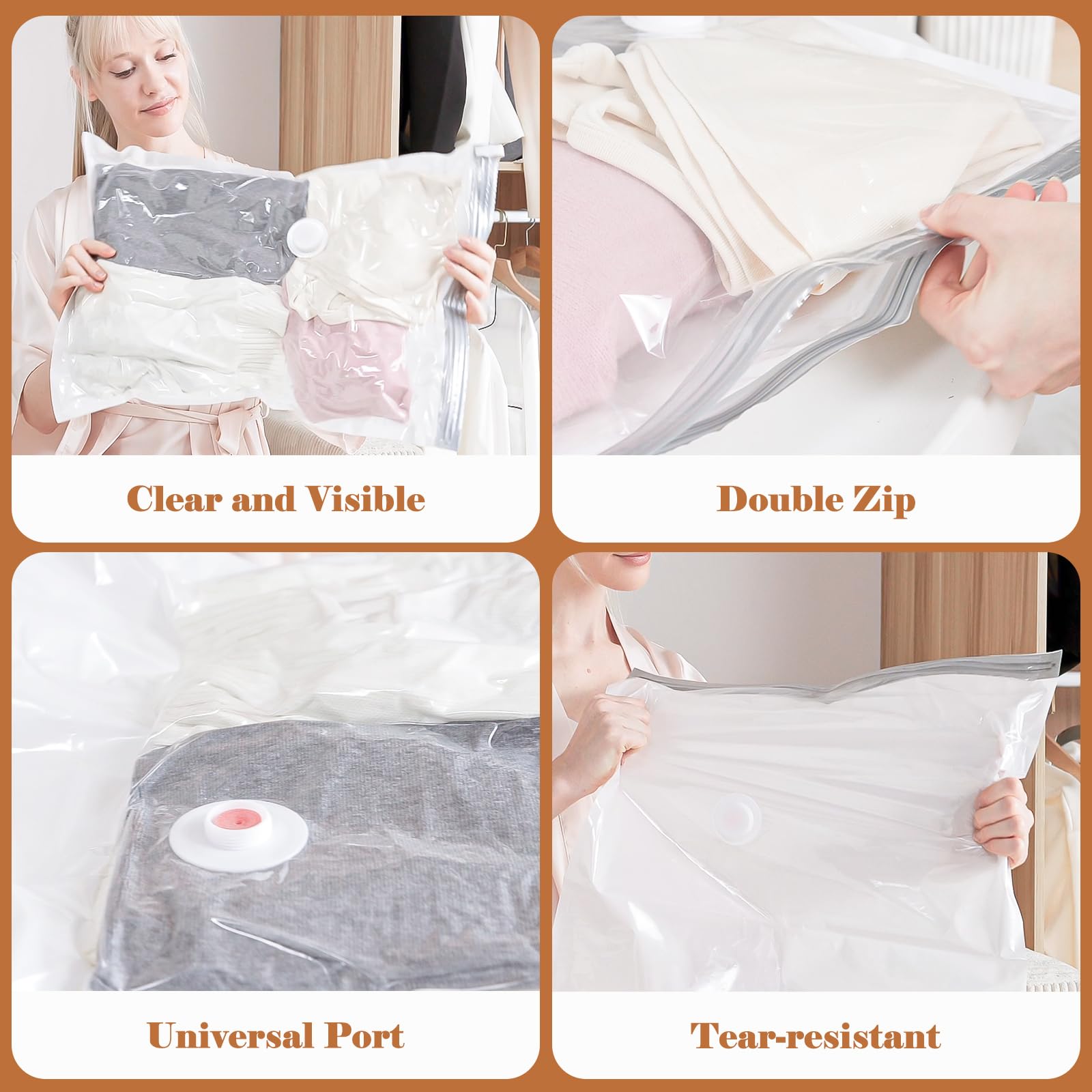 Vacbird transparent bags let you identify items at a glance.