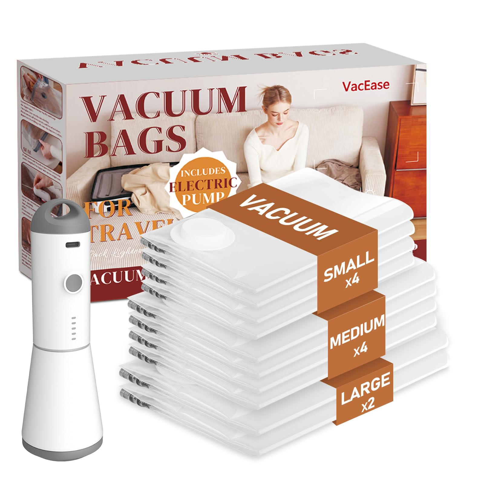 Vacbird vacuum storage bags 10-pack for clutter-free packing and organized luggage