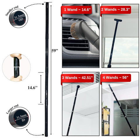 VACEXT crevice tool reaches tight spaces for deep cleaning.