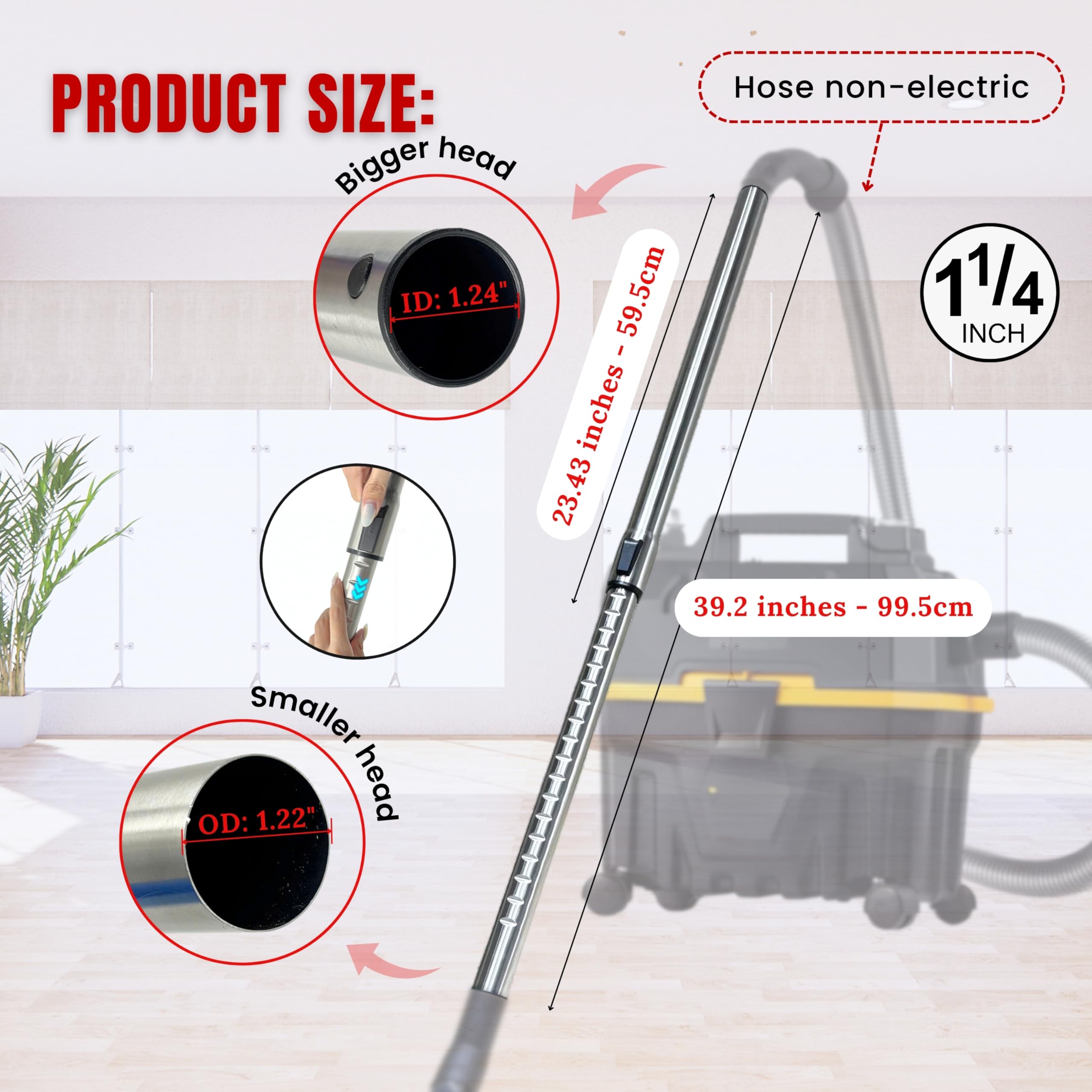 VACEXT durable stainless steel wand for regular cleaning tasks