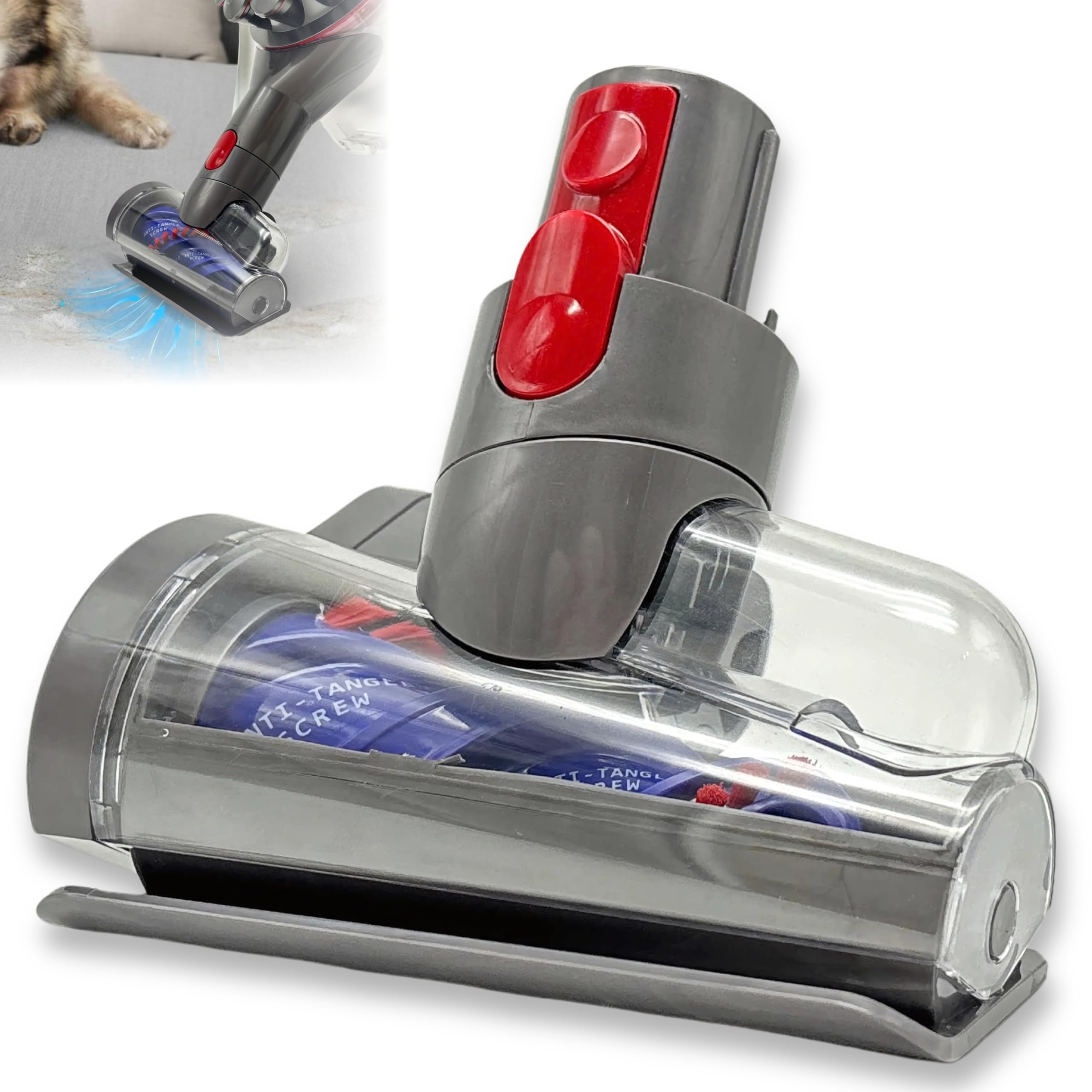 VACEXT mini motorized brush head on Dyson for compatibility and powerful cleaning