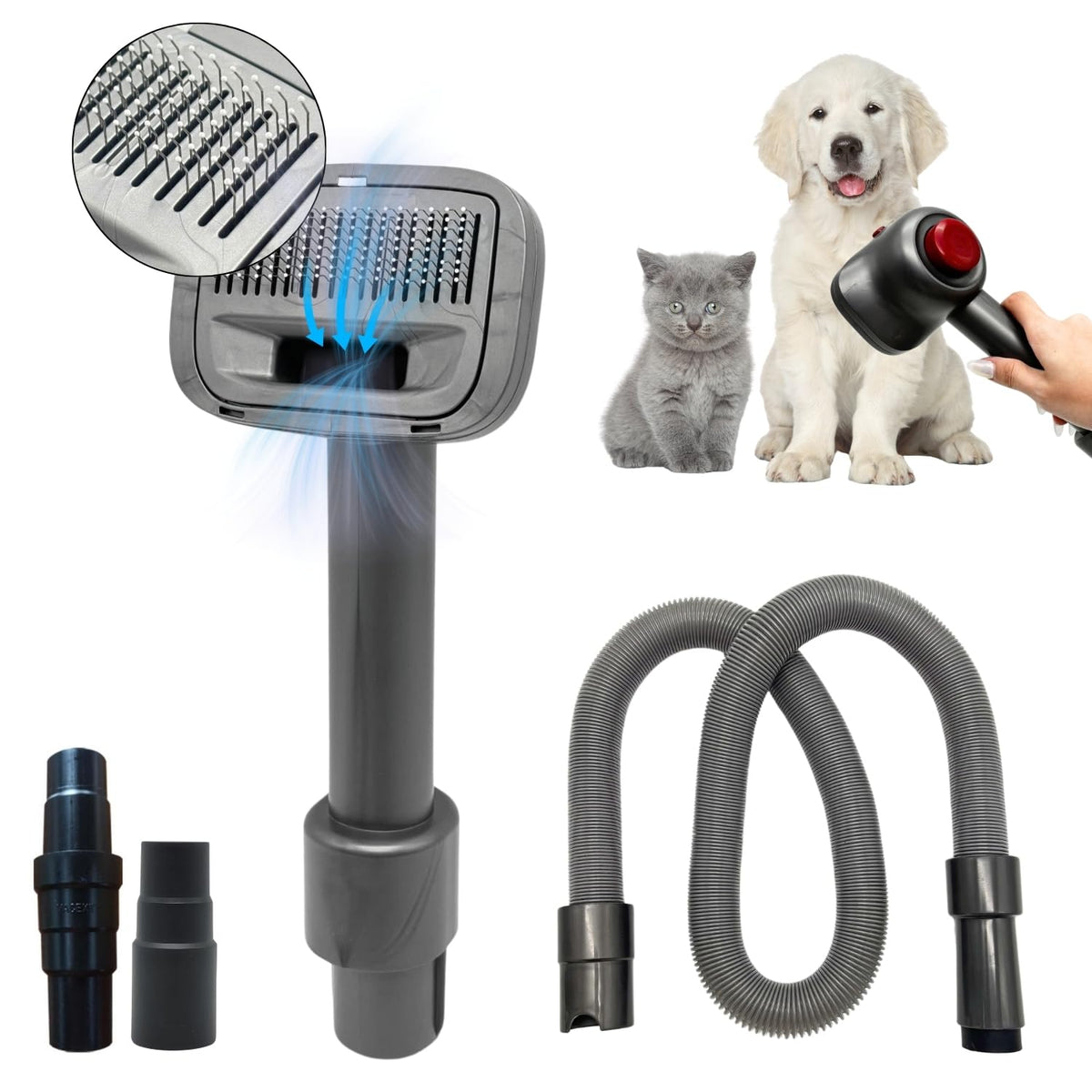 VACEXT pet hair grooming brush attachment improves coat cleanliness by lifting loose fur