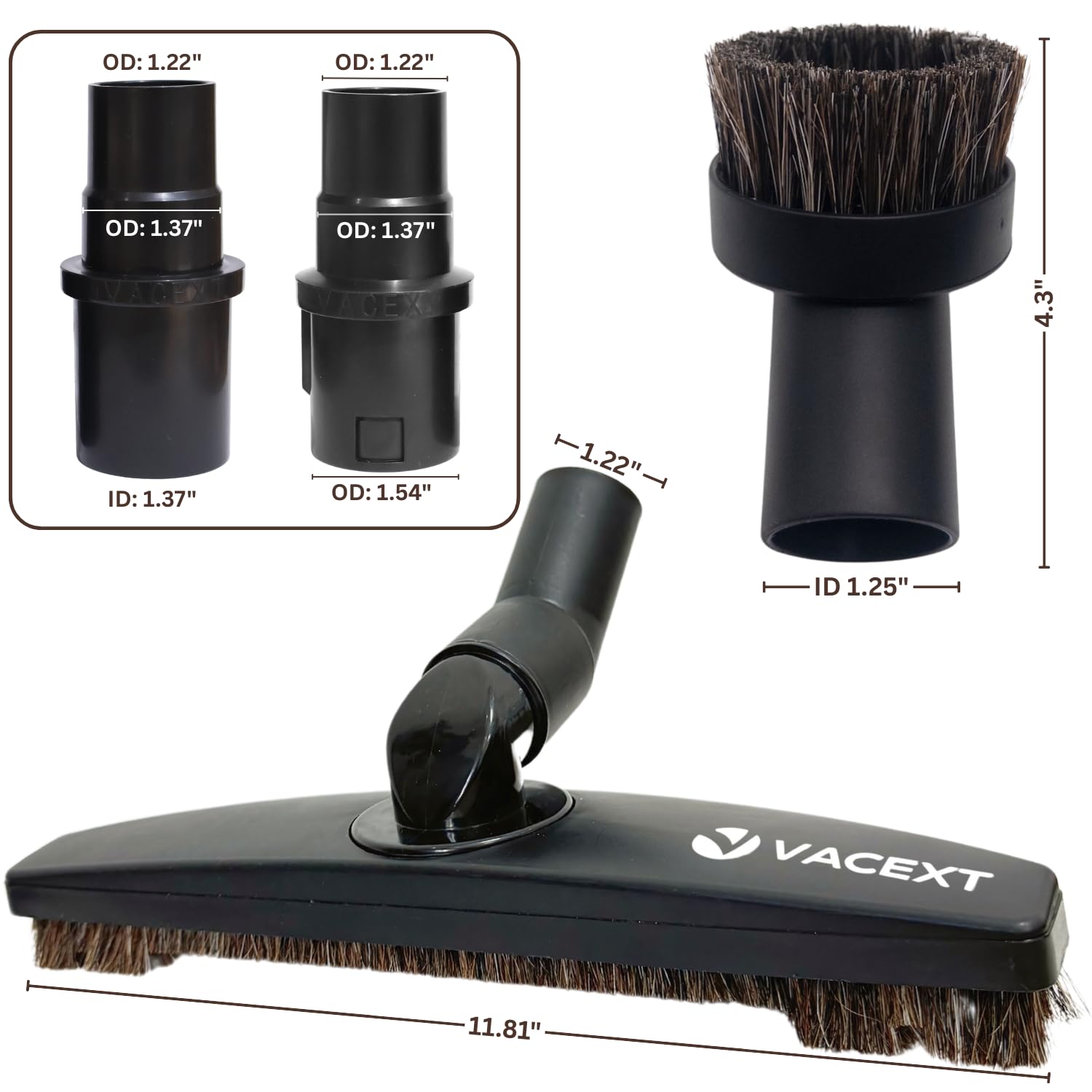 VACEXT dusting brush on keyboard for safe dust removal