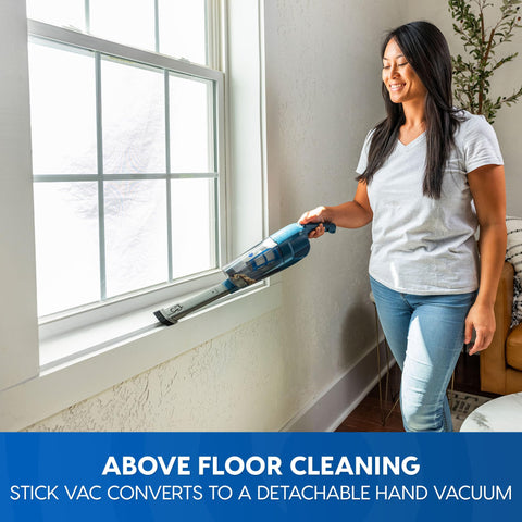 Vacmaster 2-speed control boosts suction for carpets and hard floors.