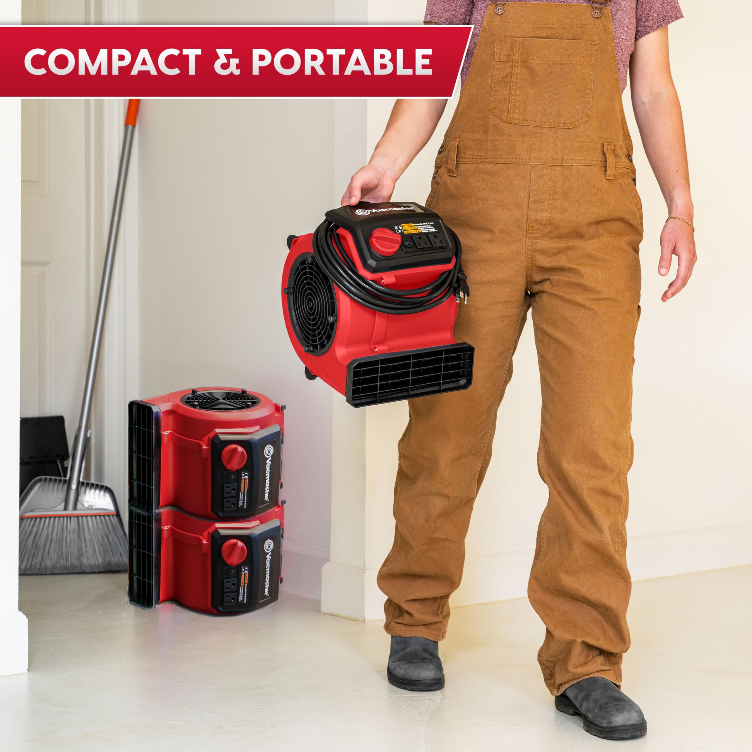 Vacmaster AM201 shows two built-in receptacles for multi-unit setups.