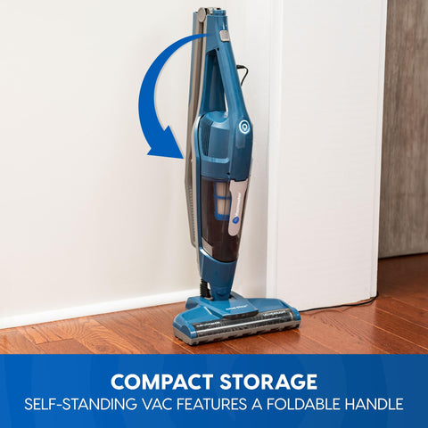 Vacmaster bagless dust cup for quick, mess-free emptying.