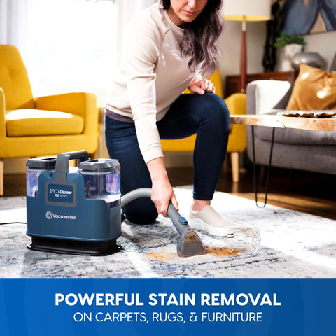 Vacmaster SCB301 extended hose demonstrates reach for hard-to-clean spots.