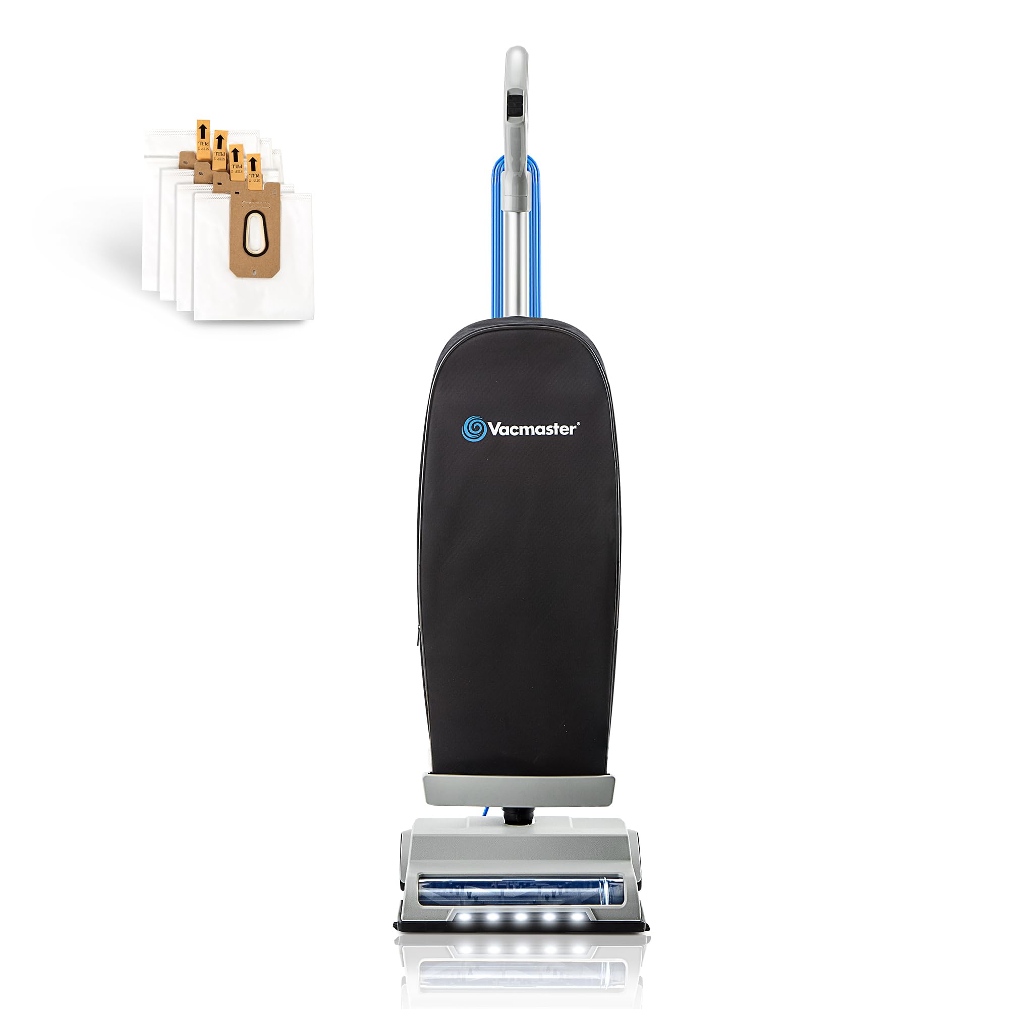 Vacmaster UB0402 LED headlight highlights dark corners for precise cleaning.