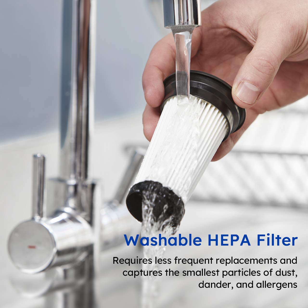 Vacmaster VSD1801 2200mAh battery powers up to 30 minutes of cleaning.