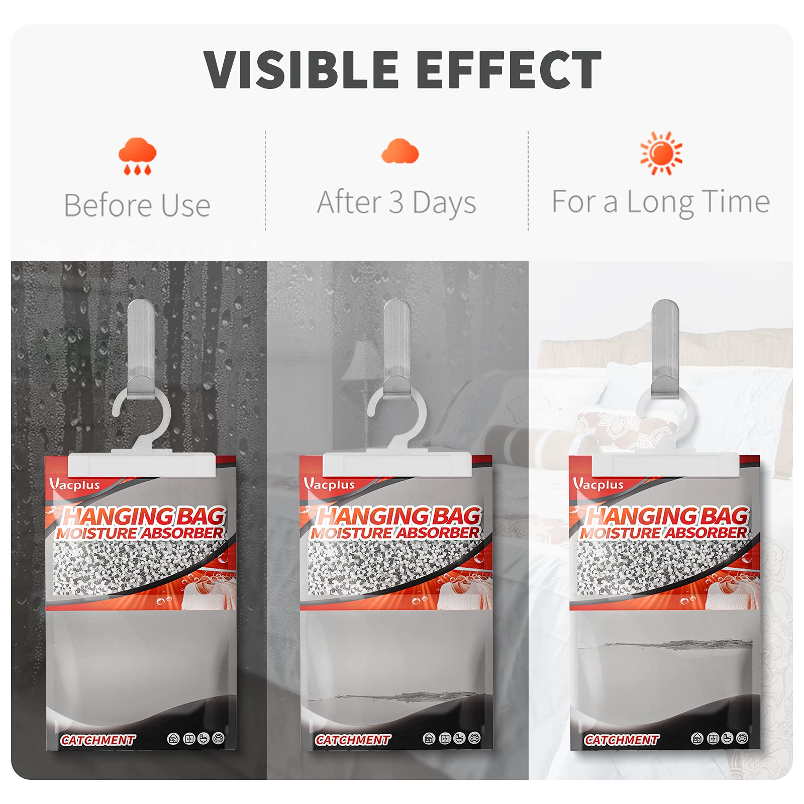 Vacplus 10-pack humidity packs for wardrobes and bathrooms