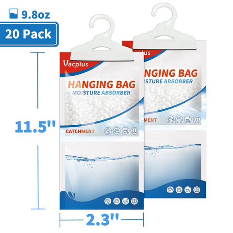 Vacplus hanging packets ideal for closets, basements, and RVs.