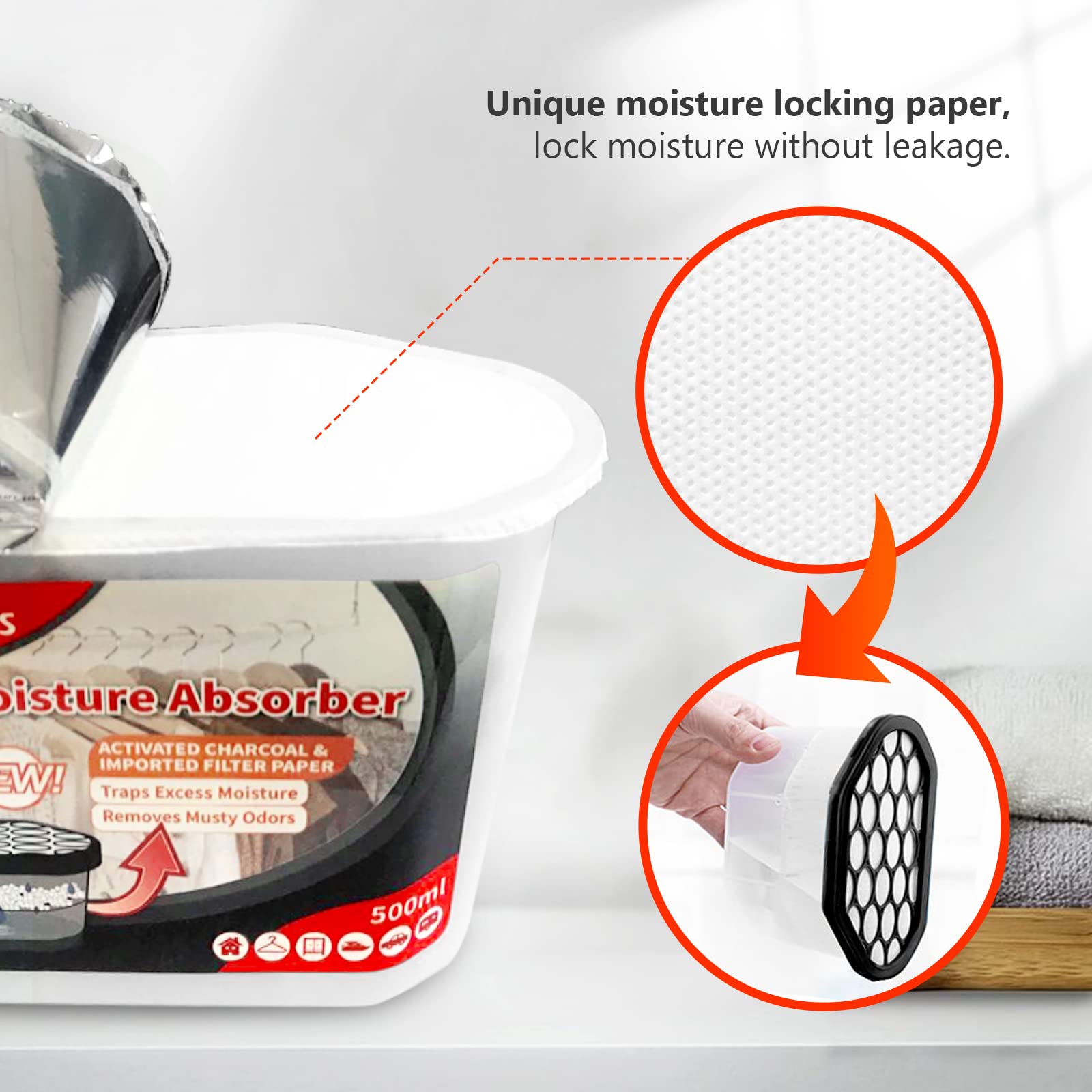 Vacplus moisture absorber activated charcoal fragrance freshens spaces.