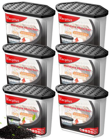 Vacplus moisture absorber box with activated carbon fragrance for odor control in closets and bathrooms
