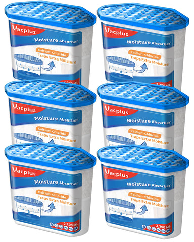 Vacplus moisture absorbers 6-pack box in bathroom demonstrates fragrance-free humidity control
