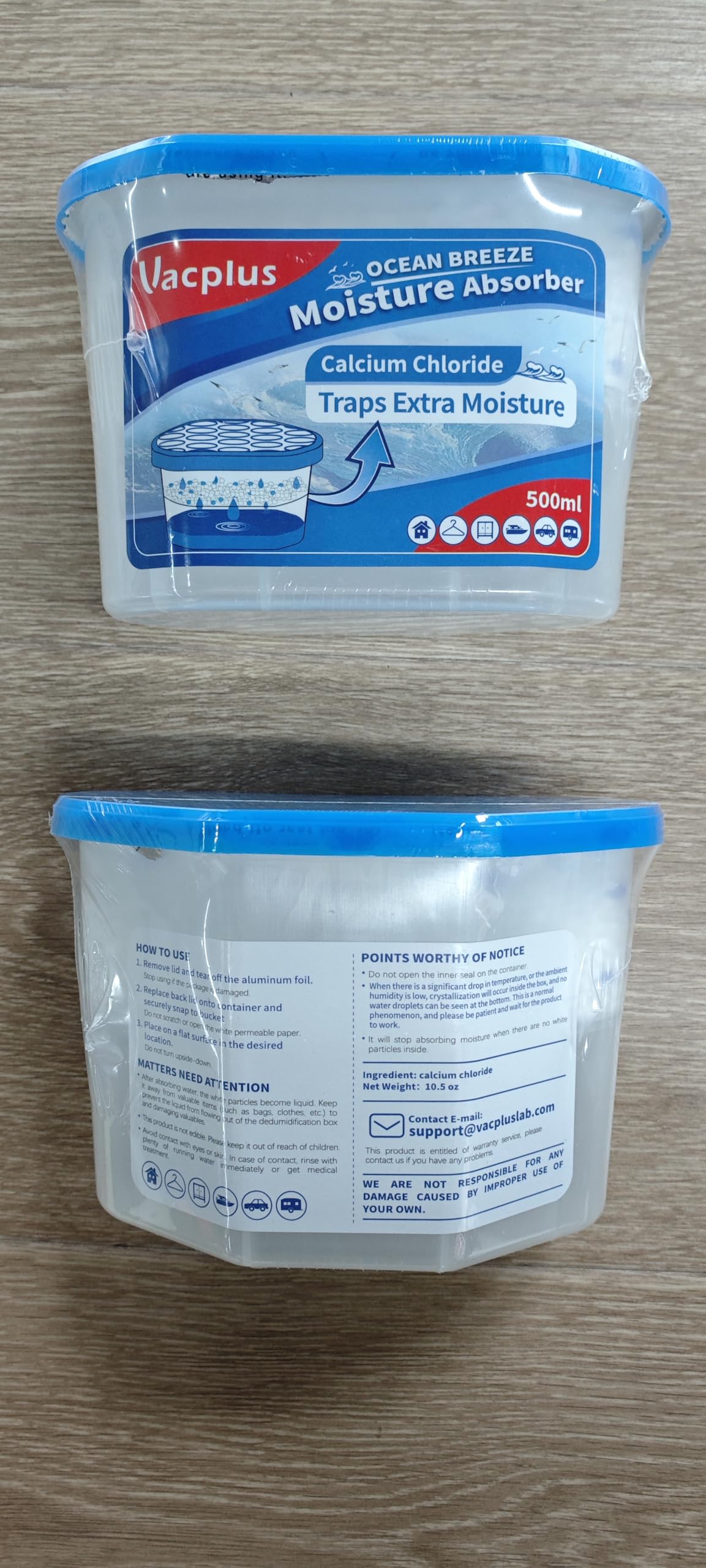Vacplus water-collection layer is visible inside the unit during operation.