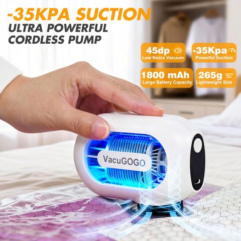 VacuGOGO rechargeable pump delivers cordless convenience for quick packing