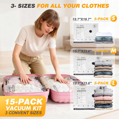 VacuGOGO semi-transparent bags offer easy item identification