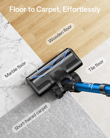 Vacusion five-stage filtration system captures fine dust and particles.
