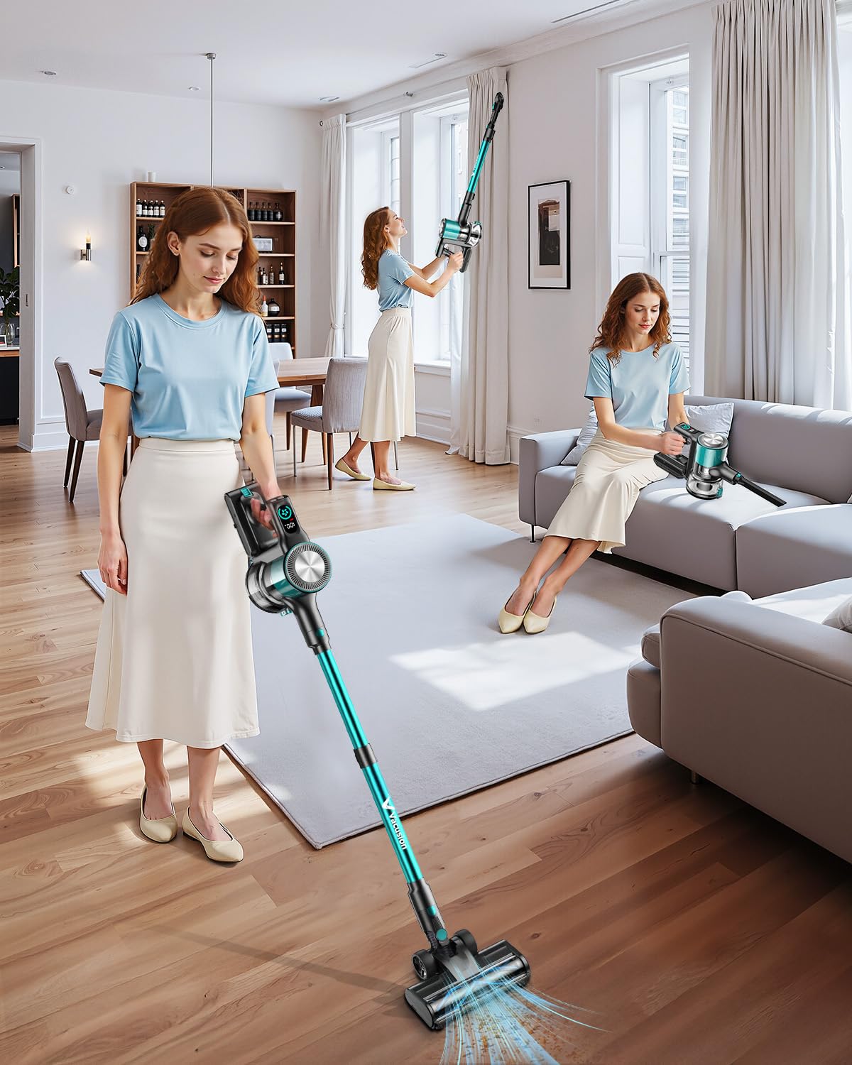 Vacusion cordless vacuum cleaner self-standing for easy storage