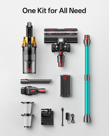 Vacusion lightweight cordless design offers easy handling and storage.