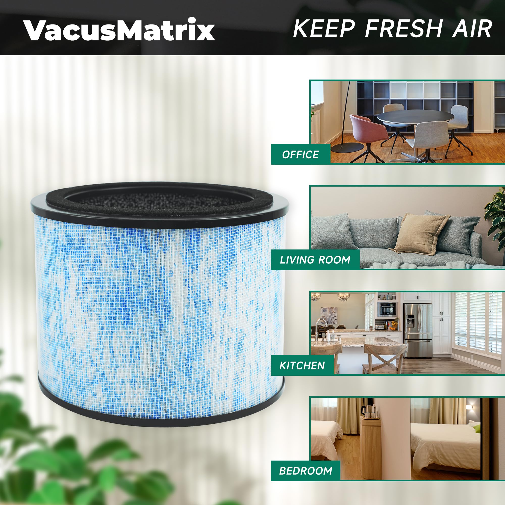 VacusMatrix AP200 filter pack in use scene for home air care.