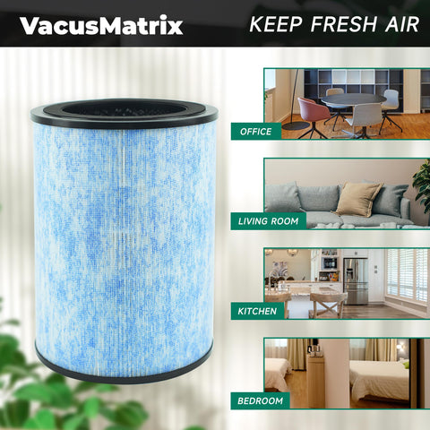 VacusMatrix activated carbon layer detail for odor and VOC reduction.
