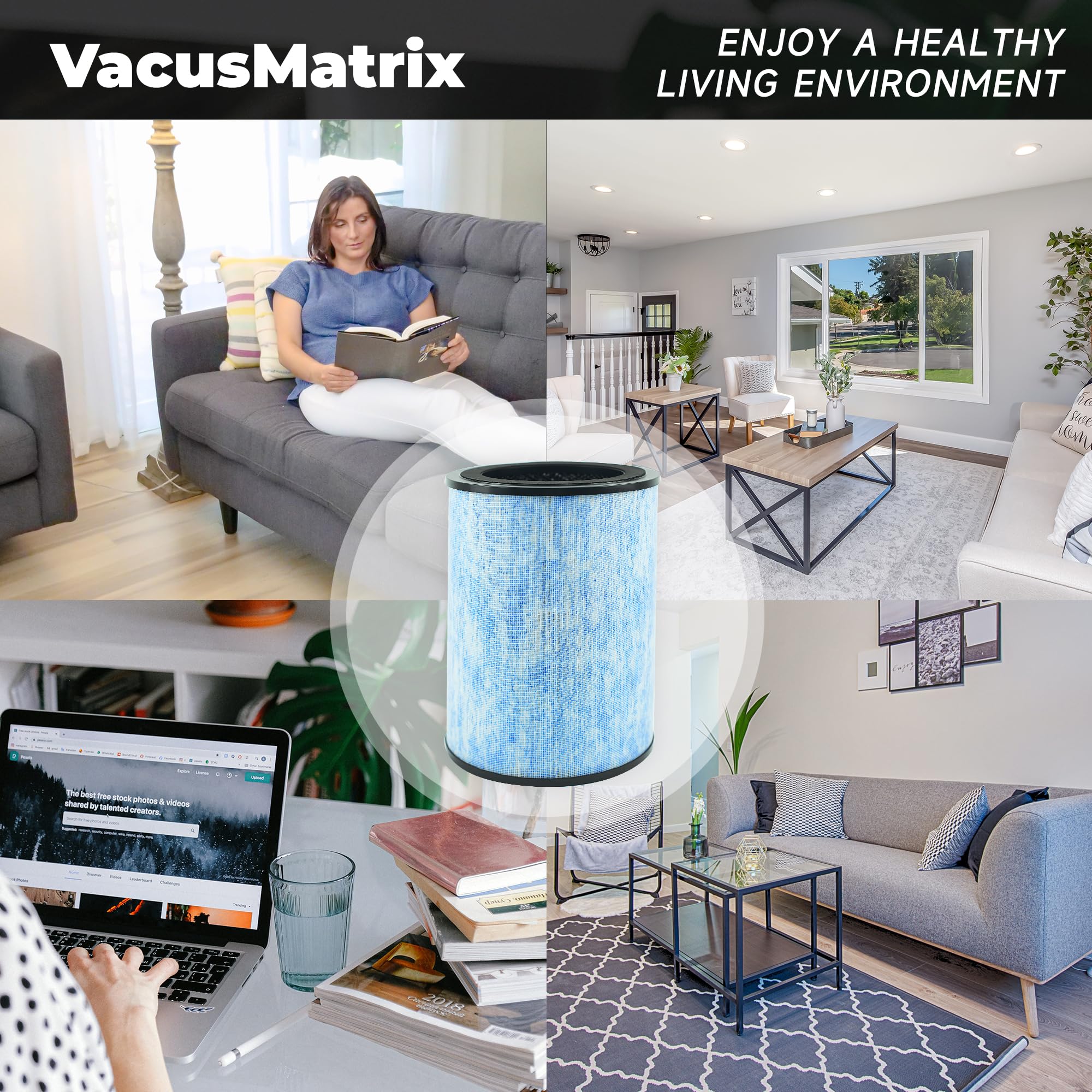 VacusMatrix H13 true filter detail highlighting high-efficiency filtration for clean air.