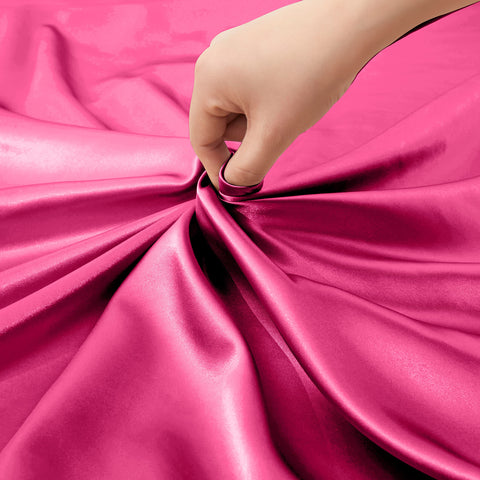 VACVELT satin sheet set packaging in hot pink color for gifting
