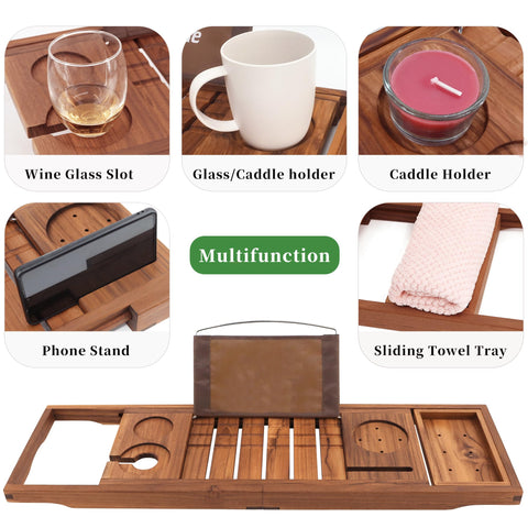VaeFae teak bath tray draining towel area for quick drying