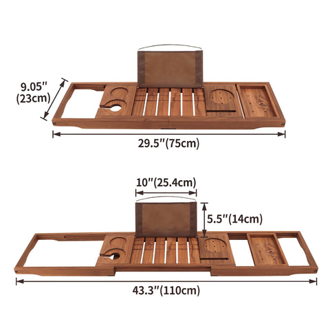 VaeFae teak bath tray wine glass slot for a relaxing drink