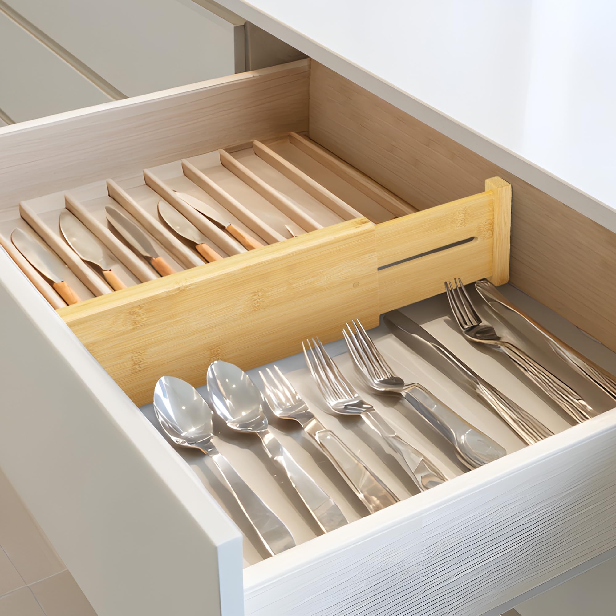 VaeFae bamboo dividers in bathroom drawers separate toiletries and cosmetics