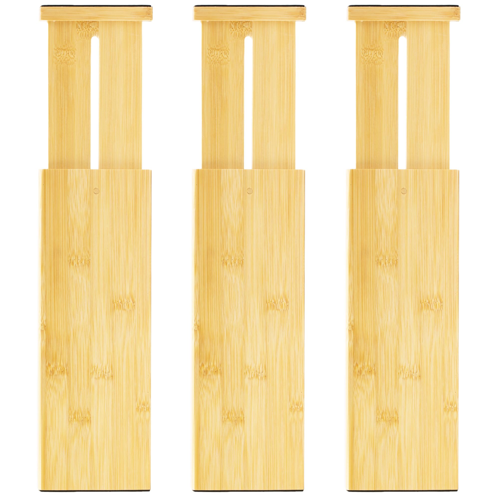 VaeFae bamboo drawer dividers extended to fit a larger drawer and maximize space