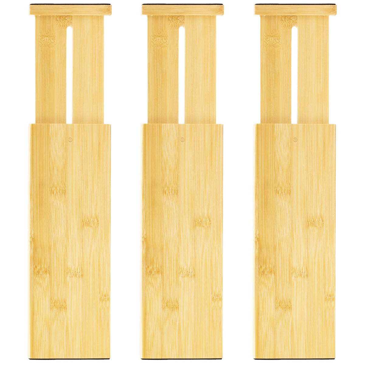 VaeFae bamboo drawer dividers extended to fit a larger drawer and maximize space