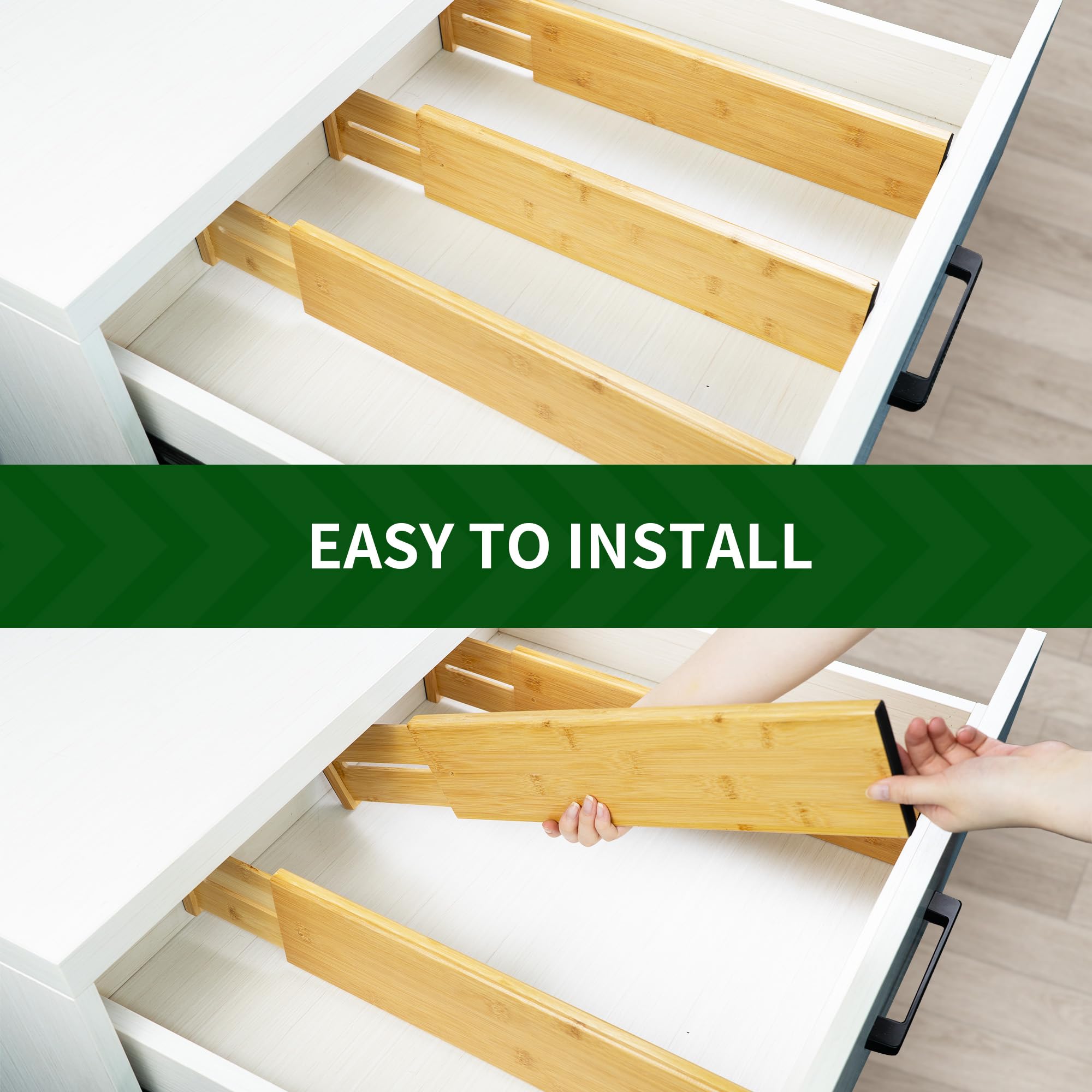 VaeFae bamboo dividers sort socks and utensils for neat, quick access