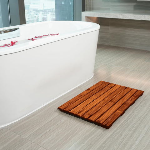 VaeFae Teak Shower Mat features durable teak wood for lasting use.