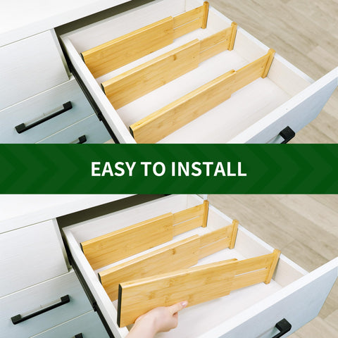 Durable bamboo dividers for bedroom, kitchen, bathroom, and office organization